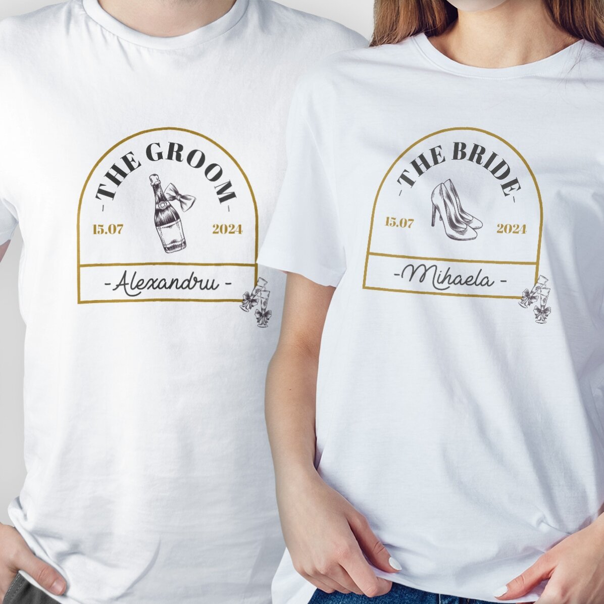 Tricou din bumbac personalizat cu text pentru nuntă - Vintage Love