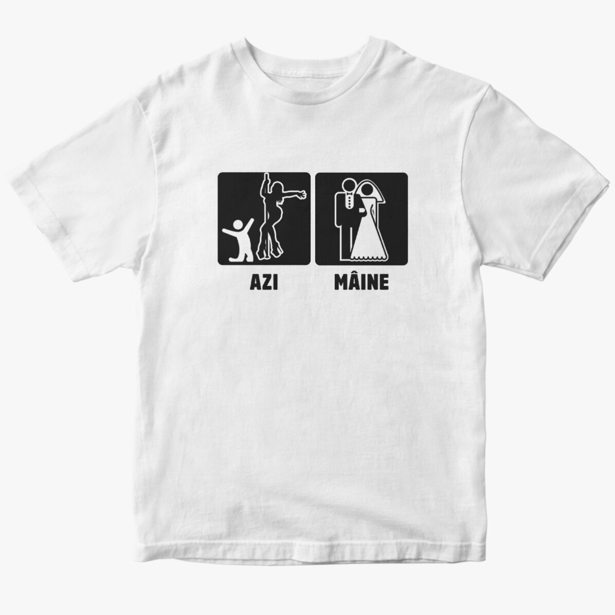 Customised cotton T-shirt with text for stag parties - Today, tomorrow