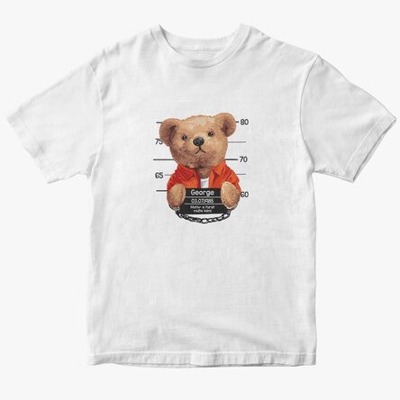Custom cotton T-shirt with text - Prison teddy bear