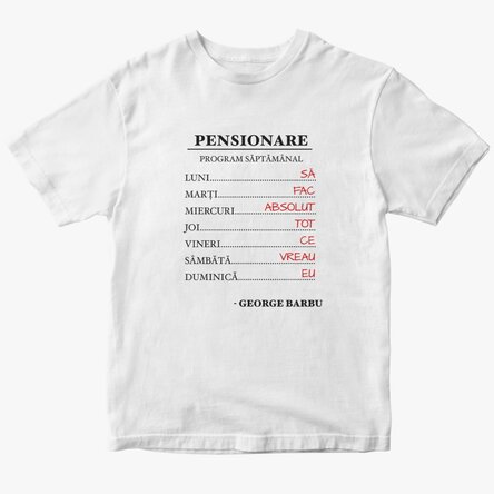 Custom cotton T-shirt with text - Weekly schedule