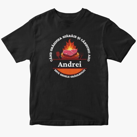 Custom cotton T-shirt with text - King of the barbecue