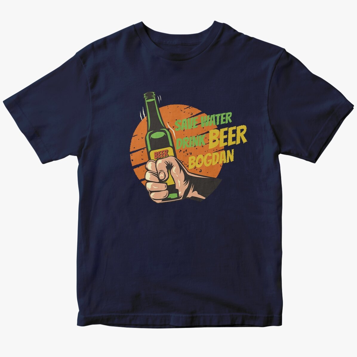 Custom cotton T-shirt with text - Save water, drink beer