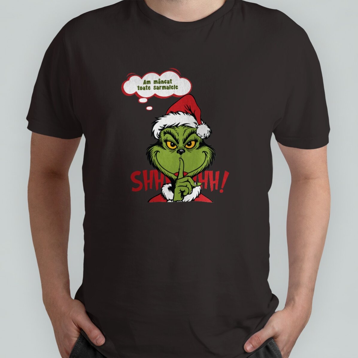 Tricou din bumbac personalizat cu text - Secretul lui Grinch