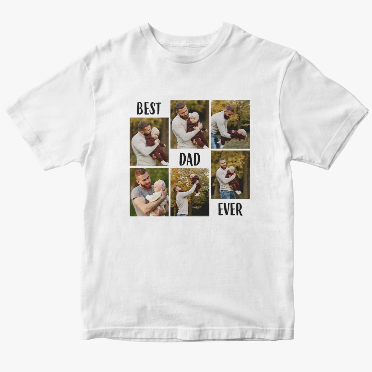 Custom cotton T-shirt with text and 6 photos - Best dad ever