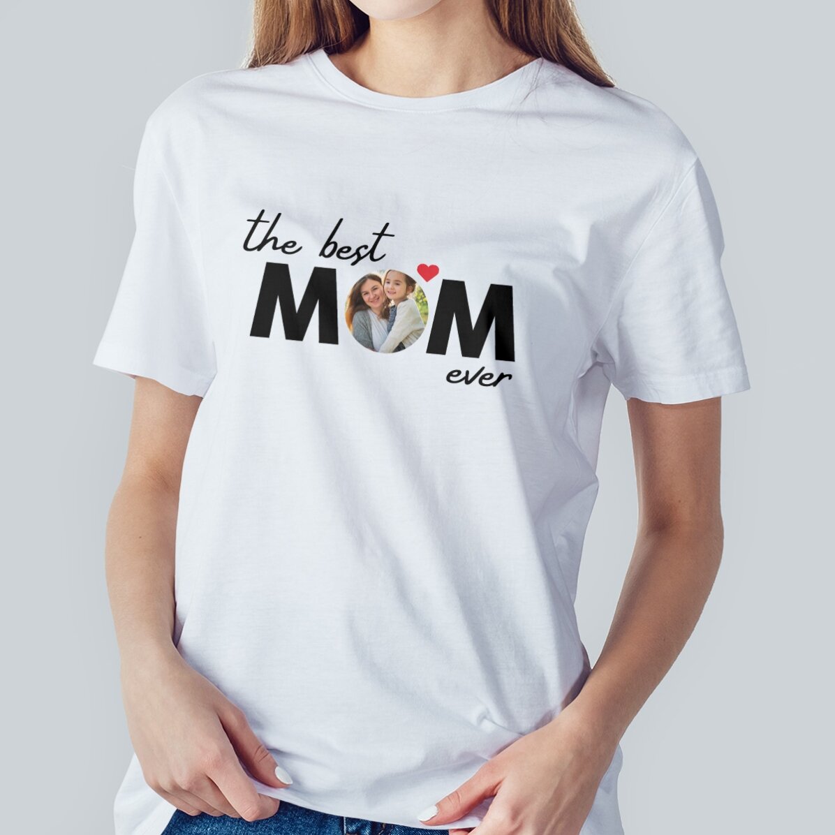 Tricou din bumbac personalizat cu text și poză - Best mom ever