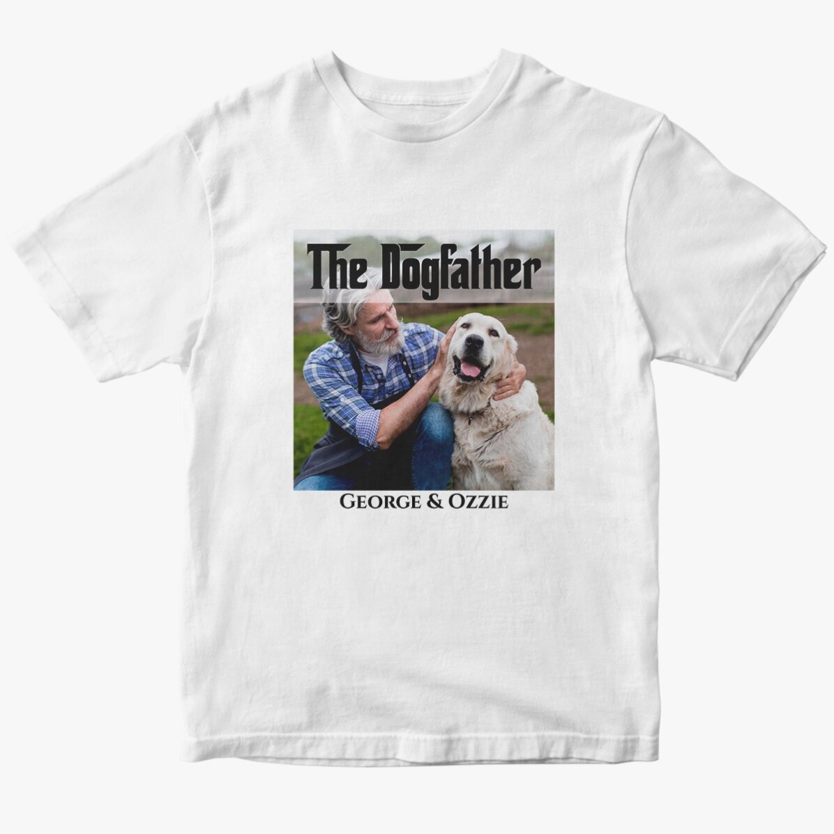 Custom cotton T-shirt with text and photo - The Dogfather
