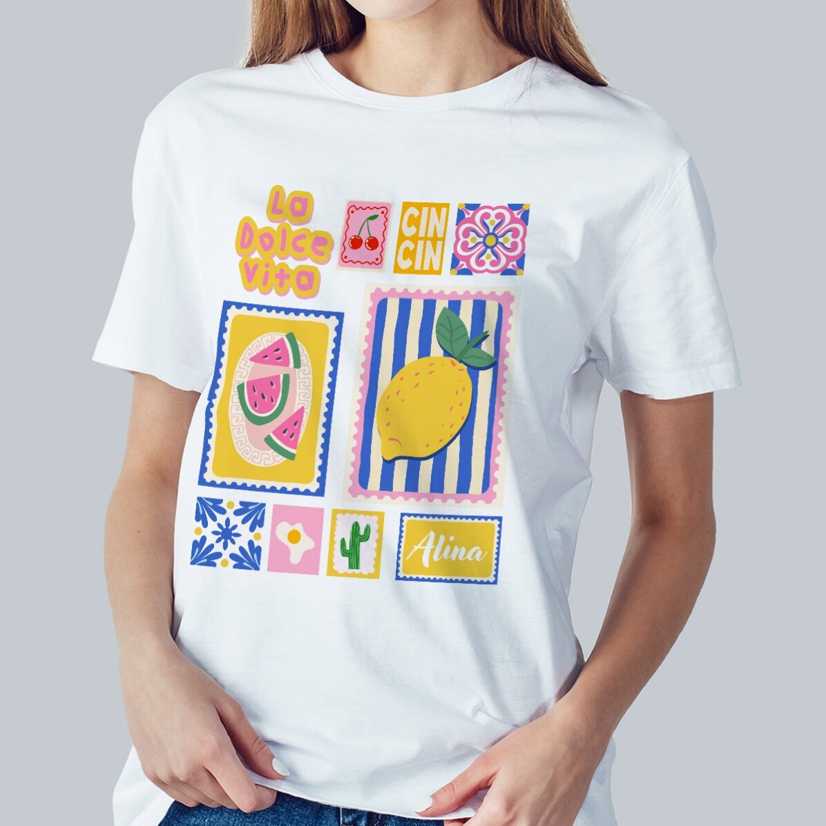 Personalised cotton T-shirt with name - Summer