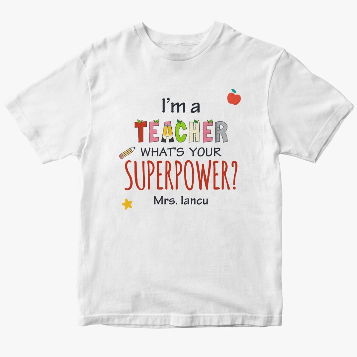 Custom cotton T-shirt with text - Superpower