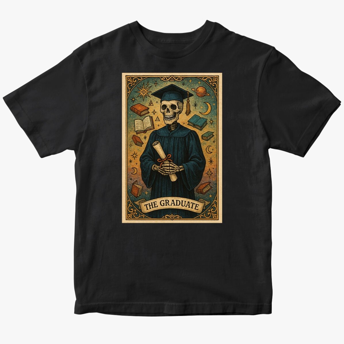 Custom cotton T-shirt with text - The Graduate Tarot Card