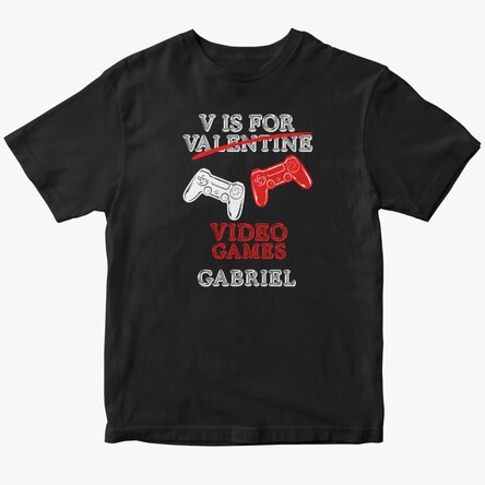 Custom cotton T-shirt with text - V is for Video Games