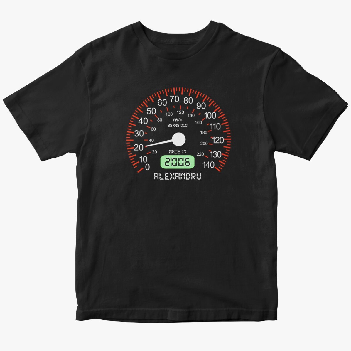 Custom cotton T-shirt with text - Speedometer