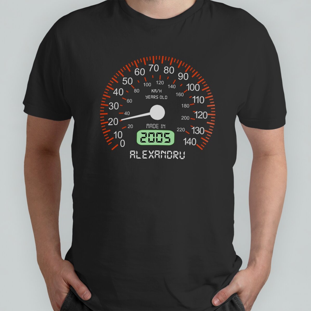 Custom cotton T-shirt with text - Speedometer