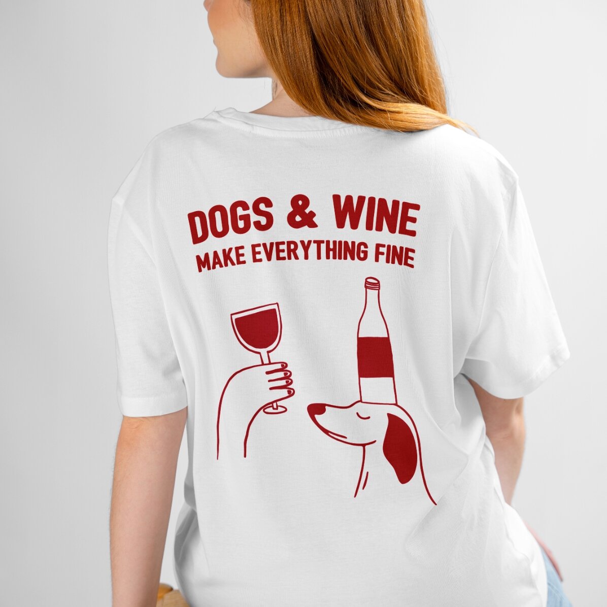 Personalised cotton T-shirt with text - Wine