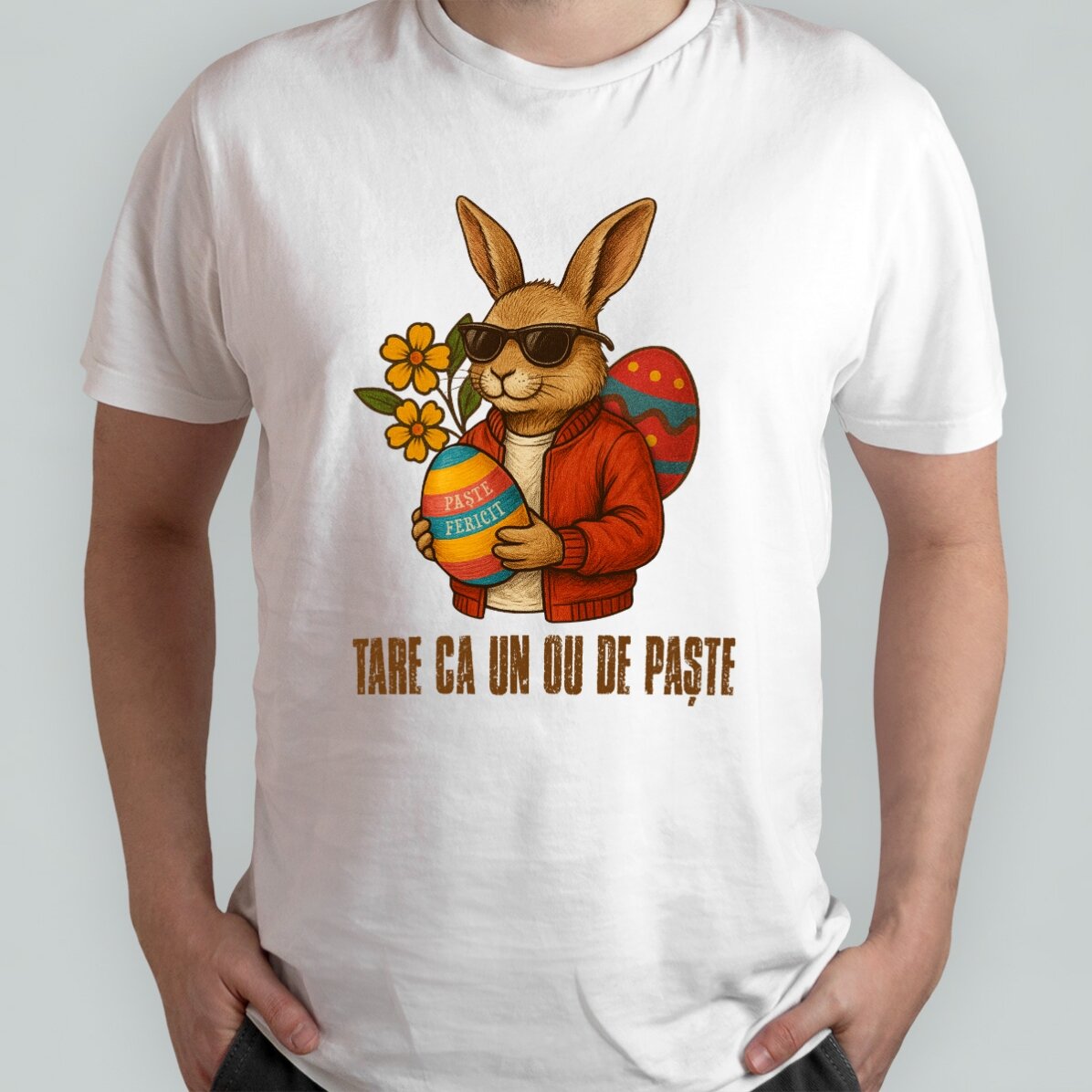 Tricou din bumbac personalizat de Paște - Iepure cool