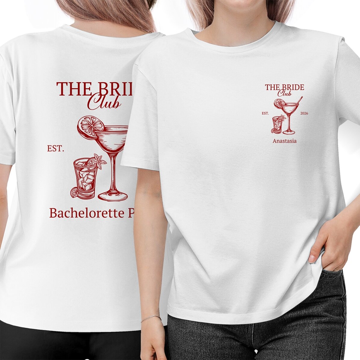 Double-sided personalised cotton T-shirt - The Bride Club