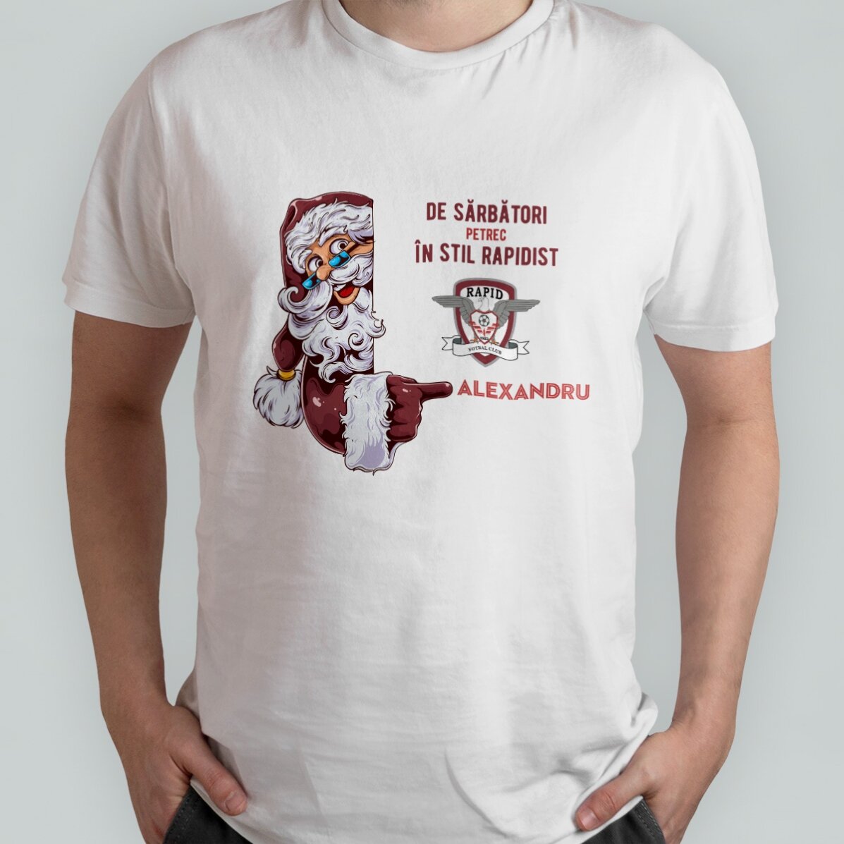 FC Rapid customised cotton T-shirt with text - Rapidist Santa Claus