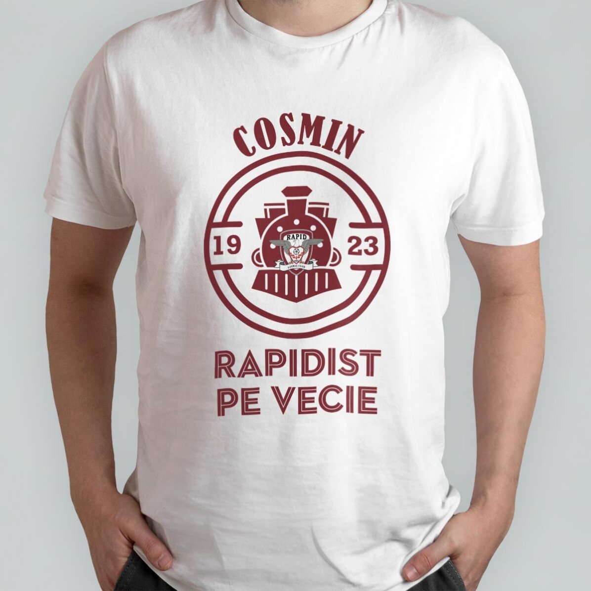 Tricou din bumbac personalizat FC Rapid cu text - Rapidist pe vecie