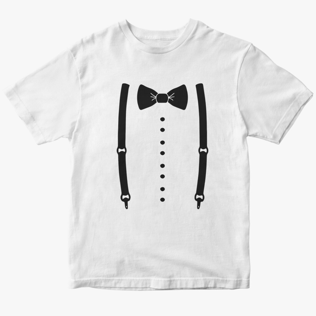 Custom cotton T-shirt for stag parties - Suspenders and bow tie