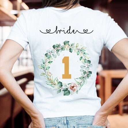 Personalised T-shirt with text – Bride & Bride Team – Bachelorettes