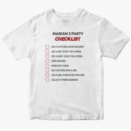 Customised T-shirt with text - Checklist