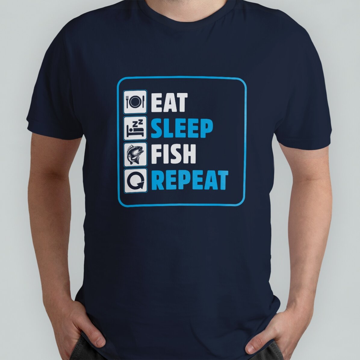 Tricou personalizat cu text - Eat sleep fish repeat
