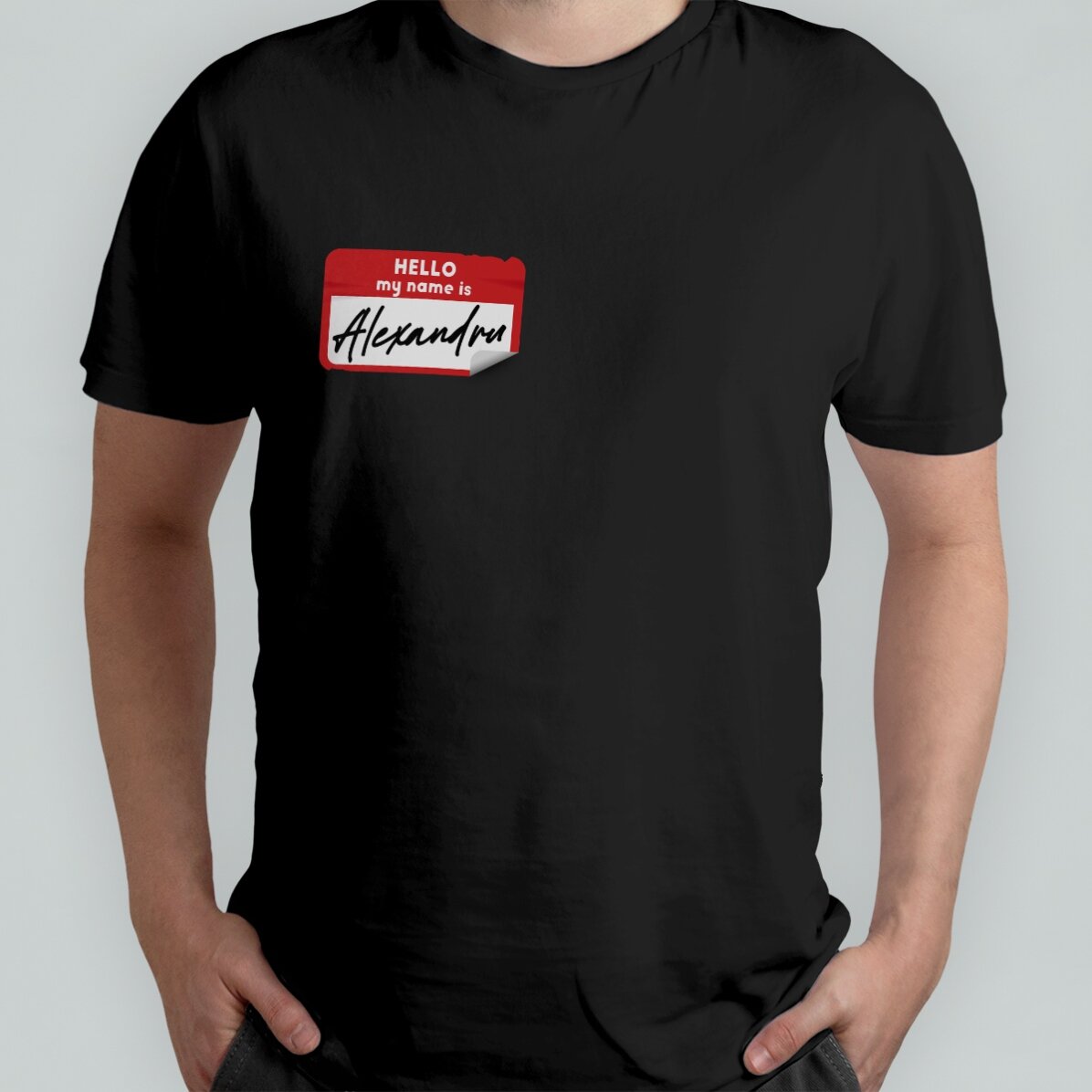 Tricou personalizat cu text - Hello my name is / Bună numele meu este