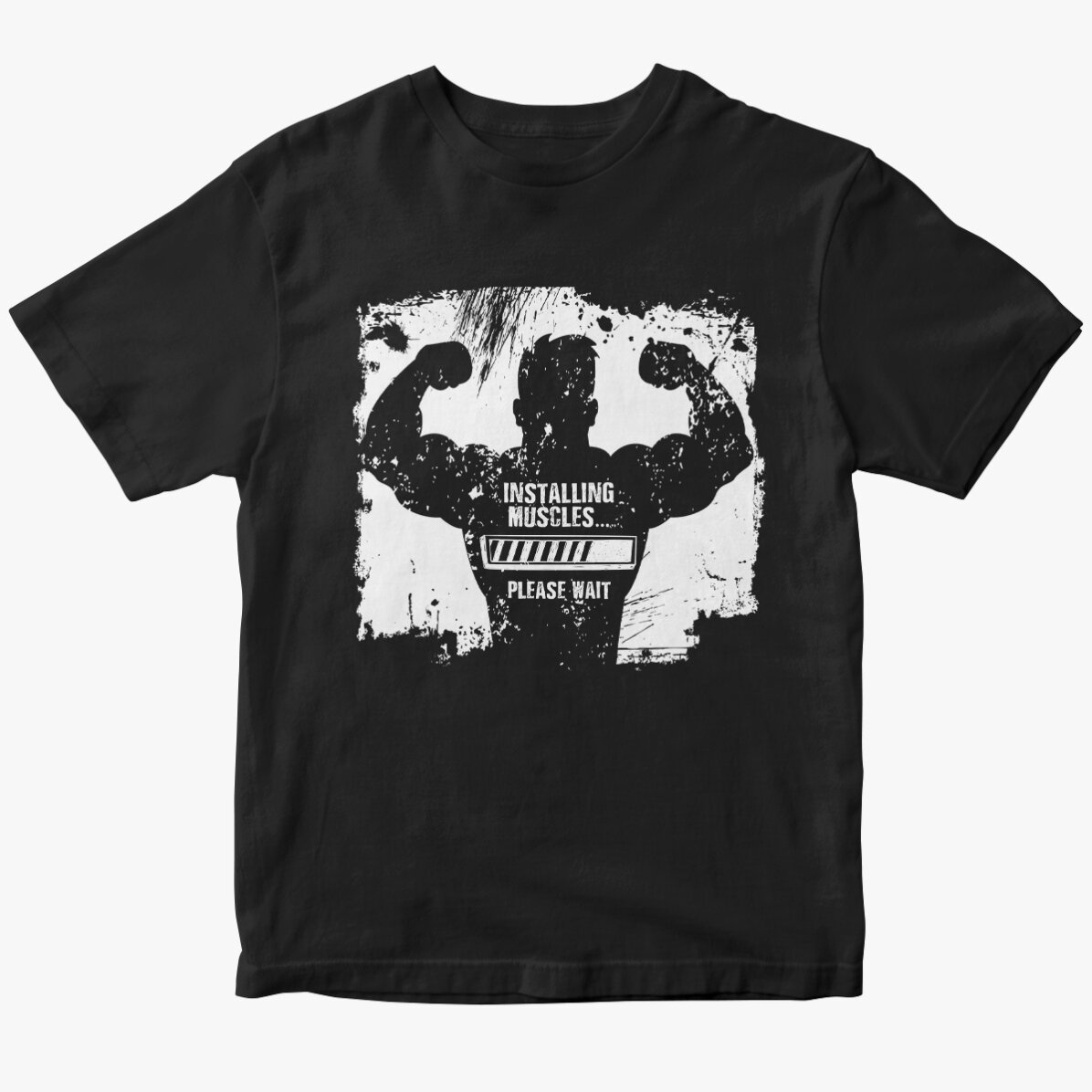 Custom T-shirt with text - Installing muscles
