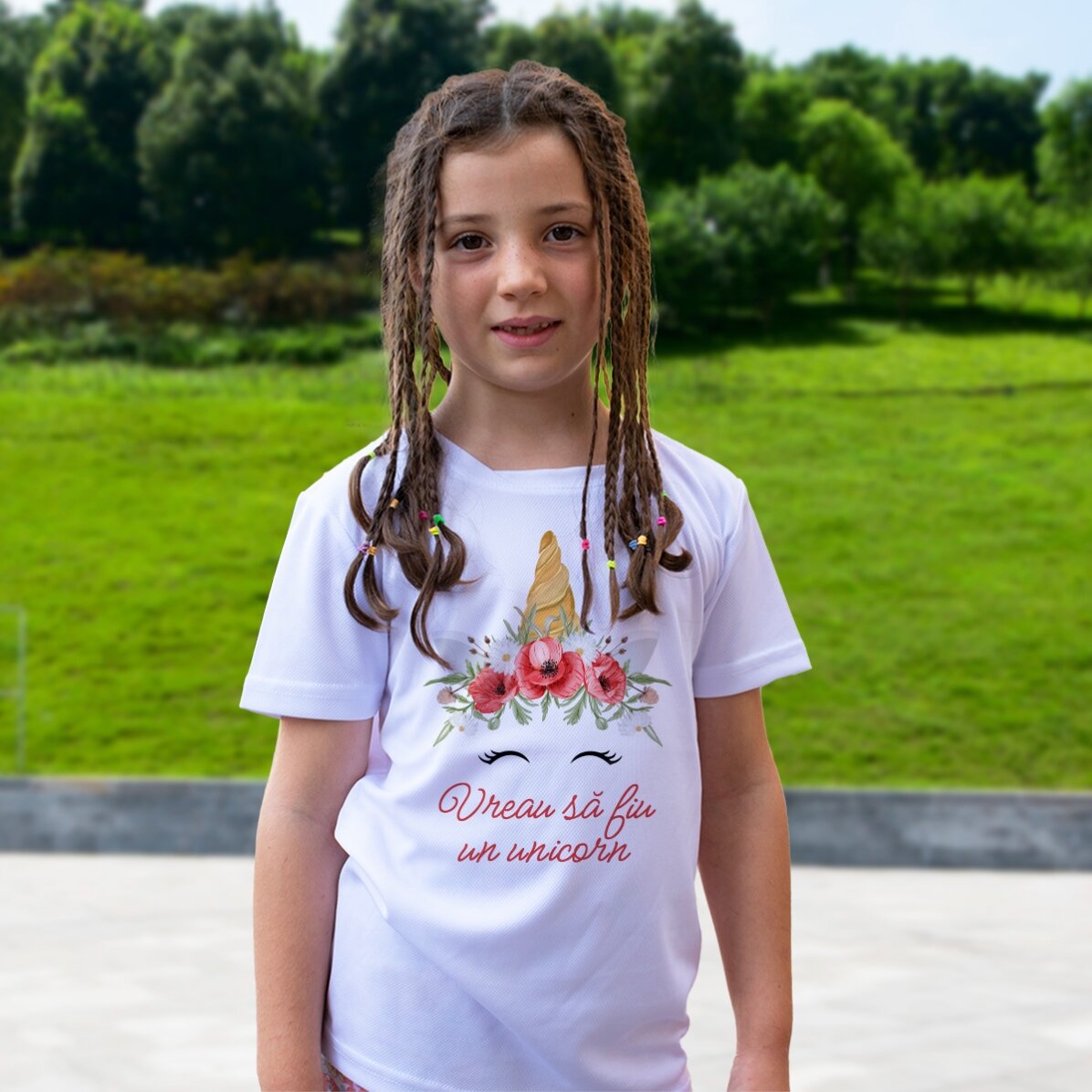 Tricou sport pentru copii personalizat cu mesaj - Unicorn