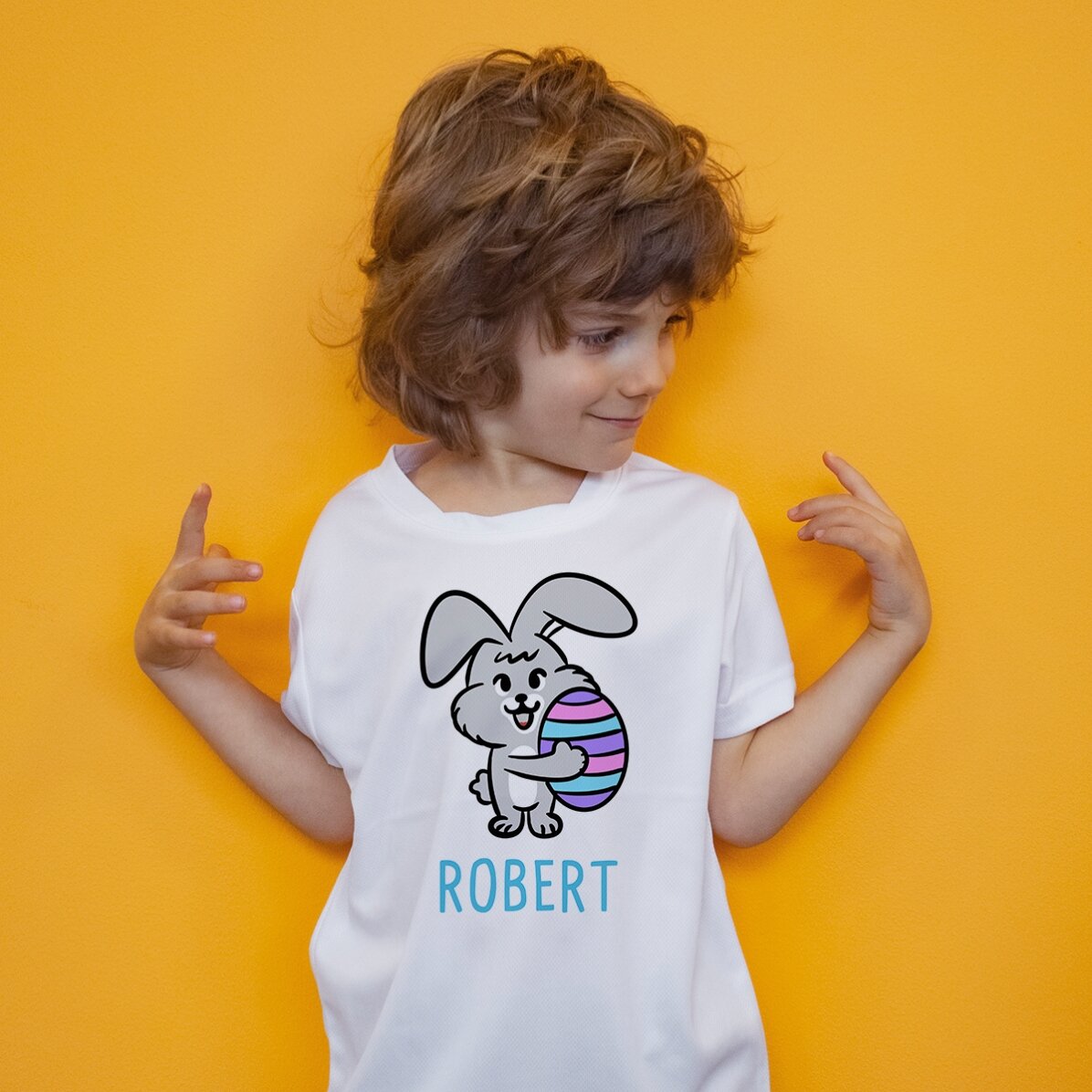 Tricou sport pentru copii personalizat cu nume - Iepuraș