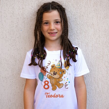 Tricou sport pentru copii personalizat cu vârstă și nume - Zi de naștere