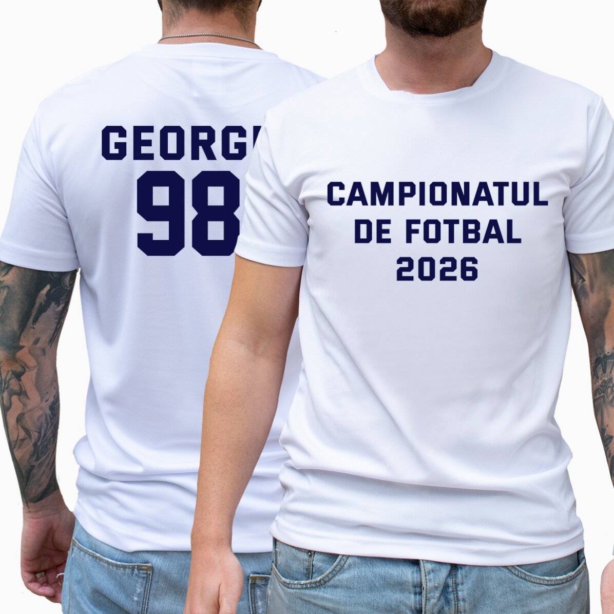Personalised double-sided sports T-shirt with text