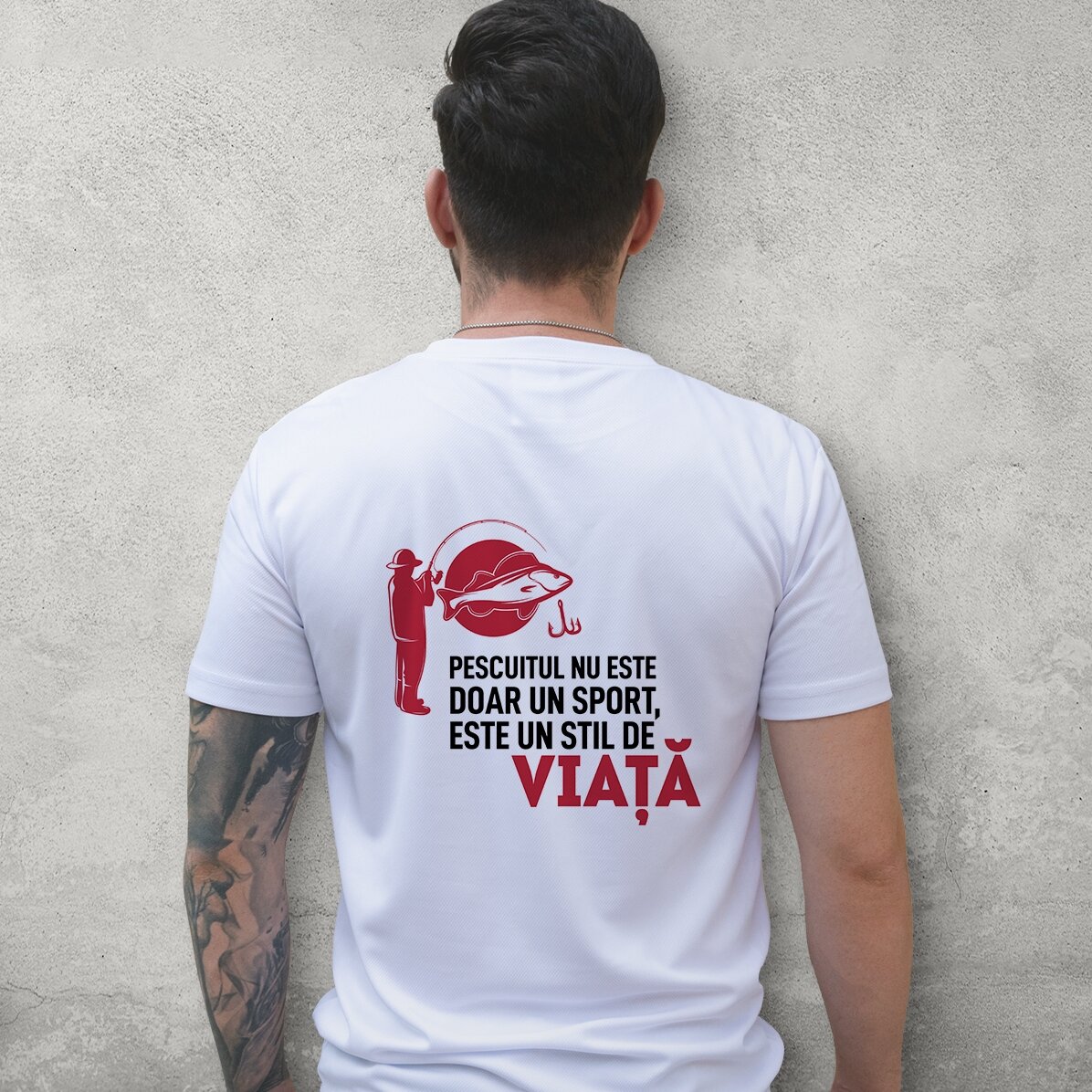 Tricou sport personalizat pe spate cu text - Pescuit