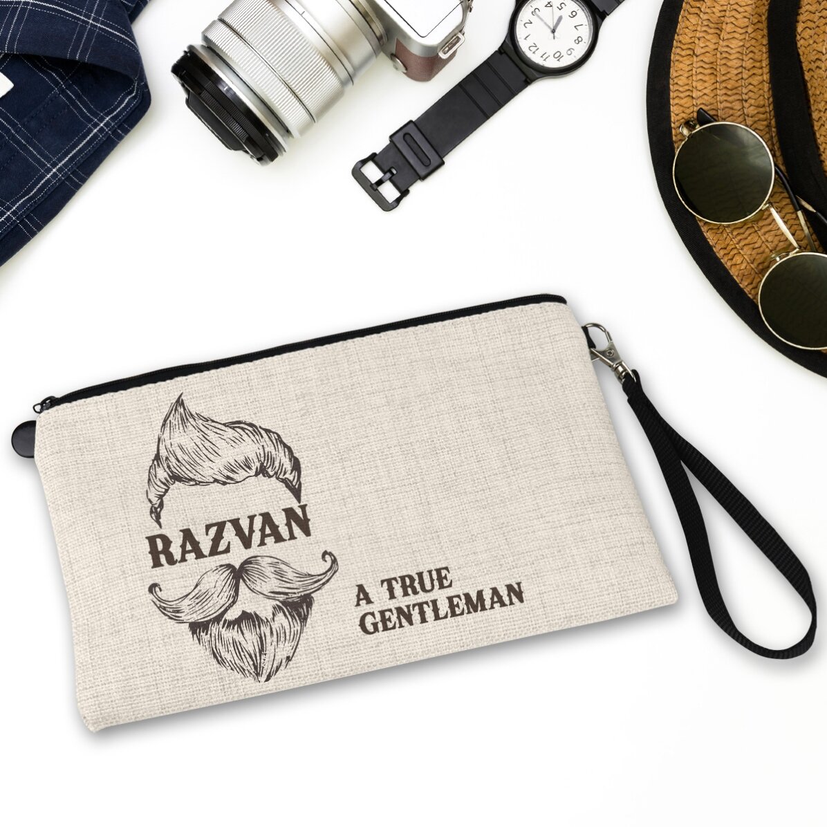 Trusă de accesorii pentru bărbați personalizată cu text - Gentleman