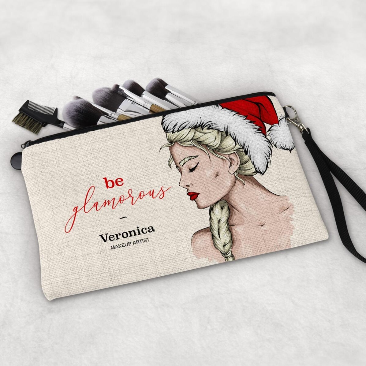 Trusă make-up personalizată cu text Glamorous Christmas