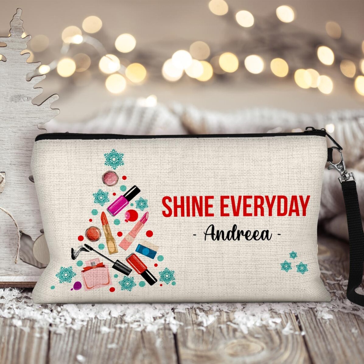 Trusă make-up personalizată cu text pentru Crăciun