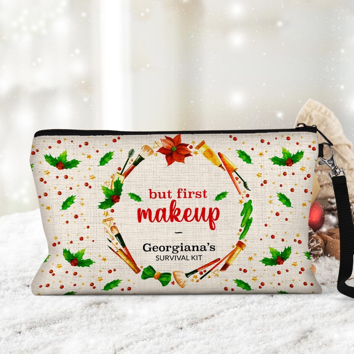 Trusă make-up personalizată cu text Survival Kit