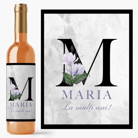 Personalised wine with initial, name and message - Floral
