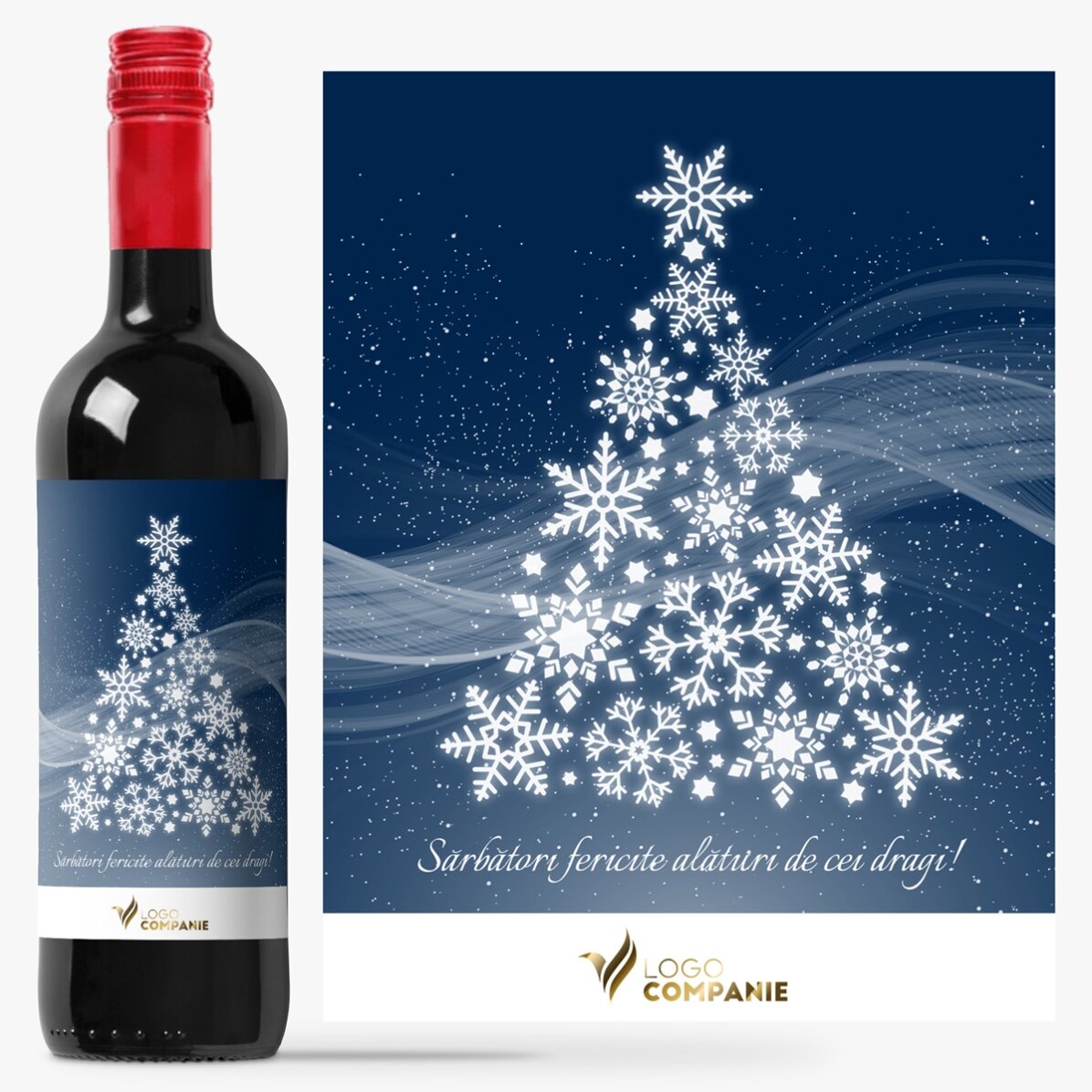 Vin personalizat cu logo și mesaj - Crăciun fericit!