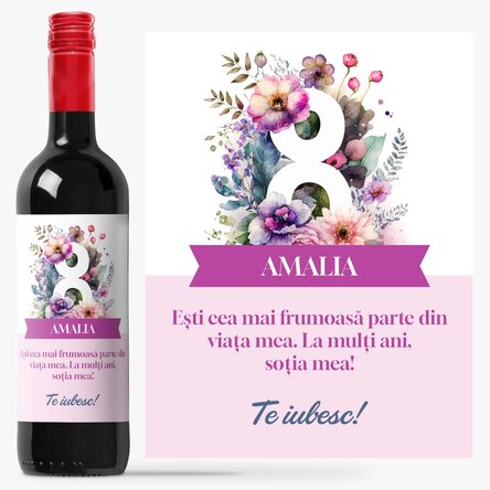 Personalised wine with message - 8 March