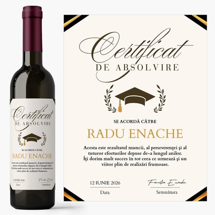 Personalised wine with a message - Graduation certificate