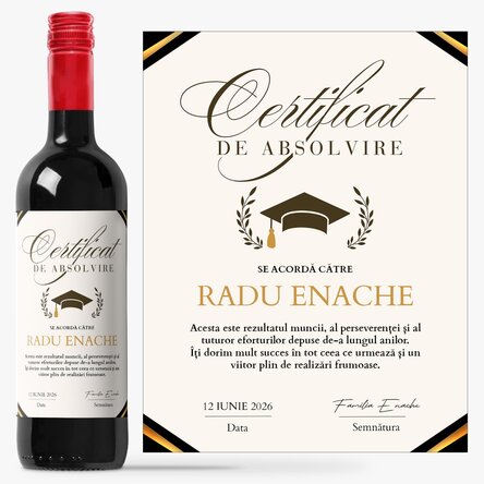 Personalised wine with a message - Graduation certificate