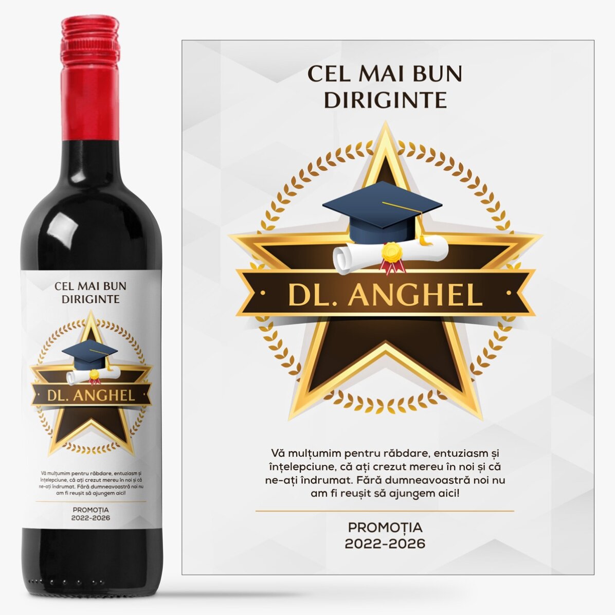Personalised wine with a message of appreciation for teachers