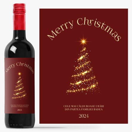 Vin personalizat cu mesaj de Căciun - Christmas Tree