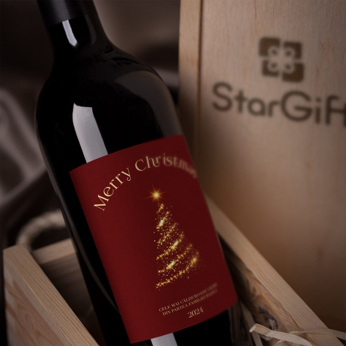 Vin personalizat cu mesaj de Căciun - Christmas Tree