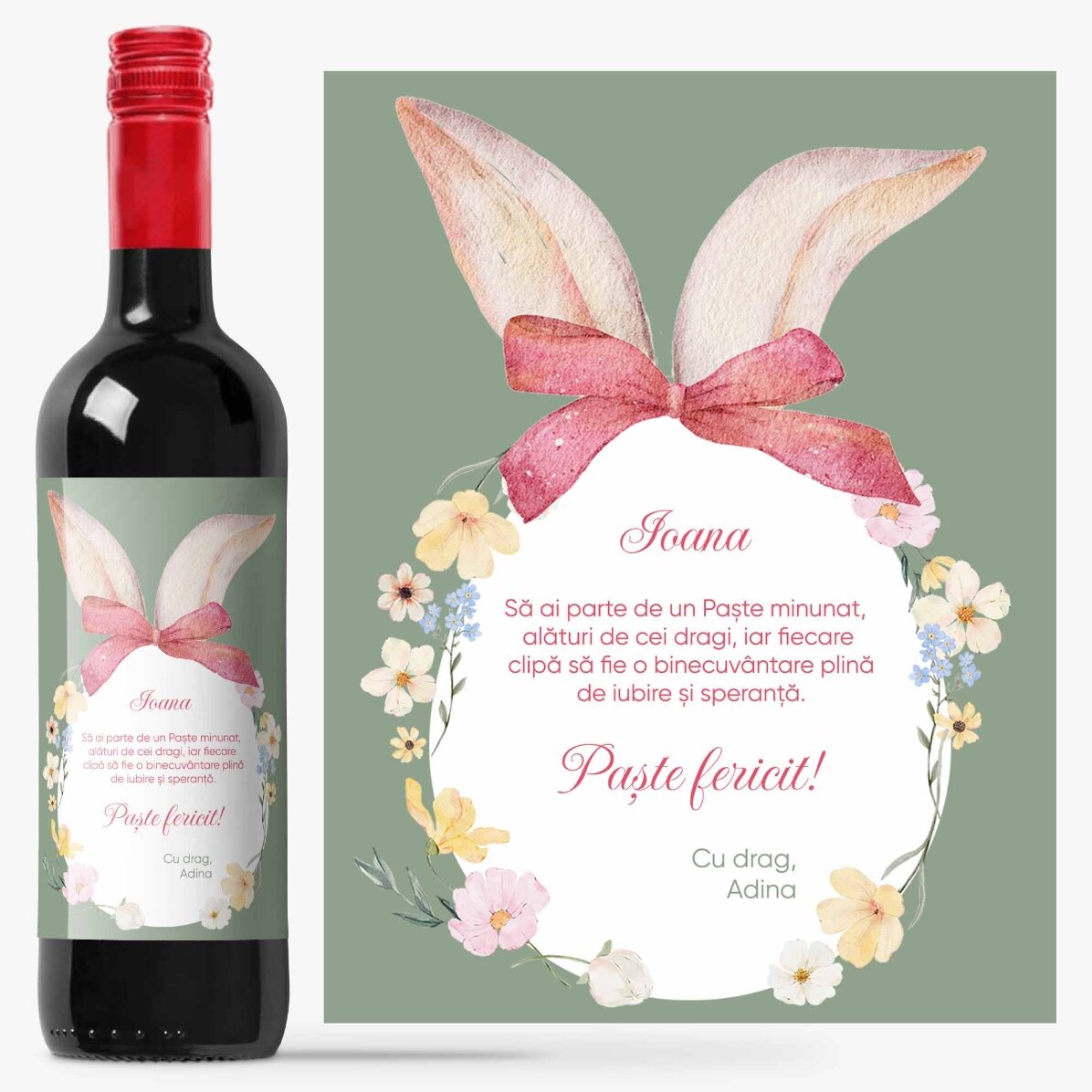 Vin personalizat cu mesaj de Paște - Paște fericit!