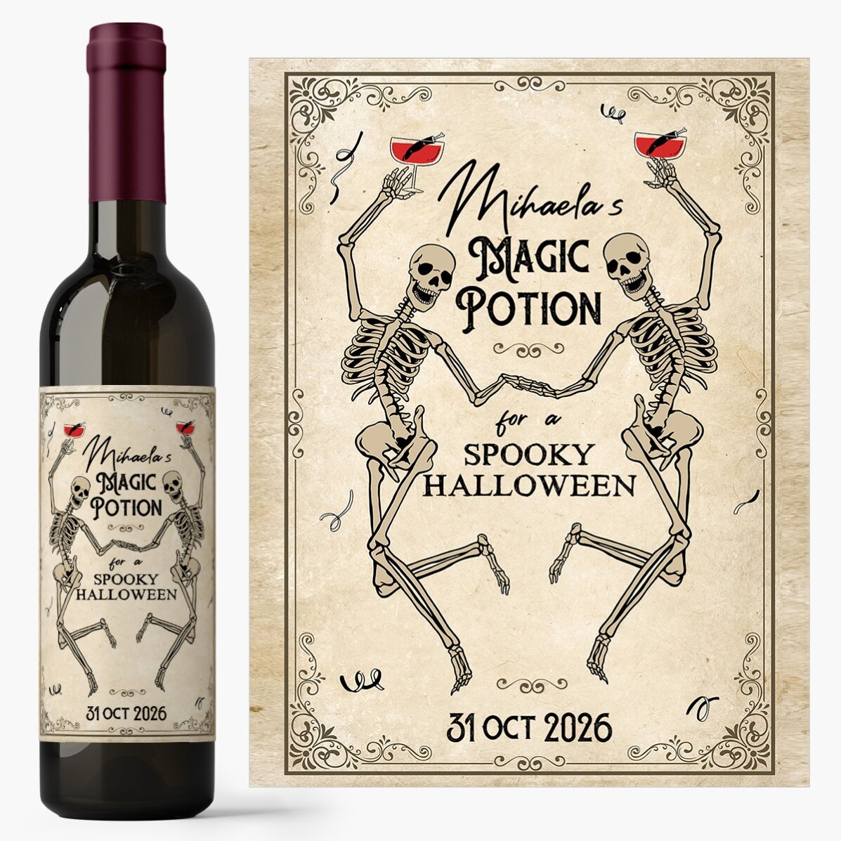 Personalised wine with message - Halloween