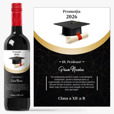 Personalised wine with a message for the teacher - Gratitude