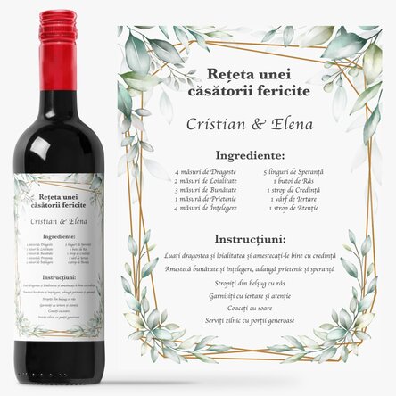 Vin personalizat cu mesaj - Rețeta unei căsătorii fericite
