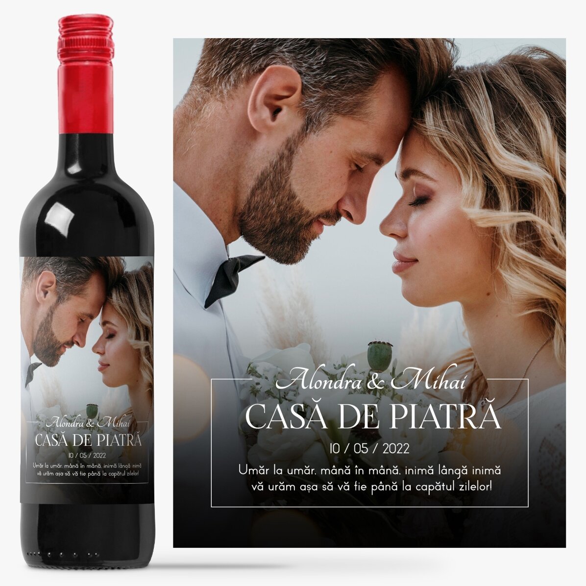 Vin personalizat cu mesaj și poză - Noi