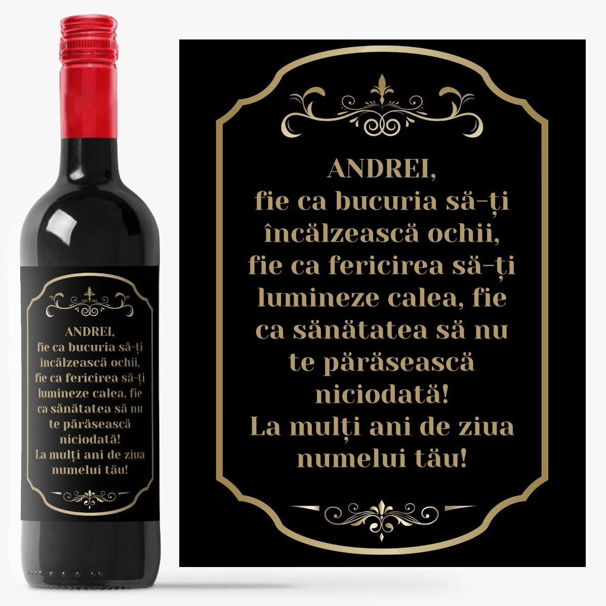 Vin personalizat cu mesaj